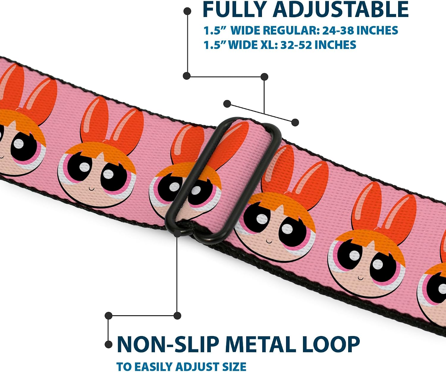 Warner Bros. Animation Belt, Seatbelt Buckle Belt, The Powerpuff Girls Blossom Face Close Up Pink, Adjustable