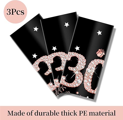 Miniatura 3 de Paquete de 3 manteles de oro rosa Happy Thirty – Suministros para fiesta de cumpleaños 30, decoración de mantel rectangular desechable de plástico