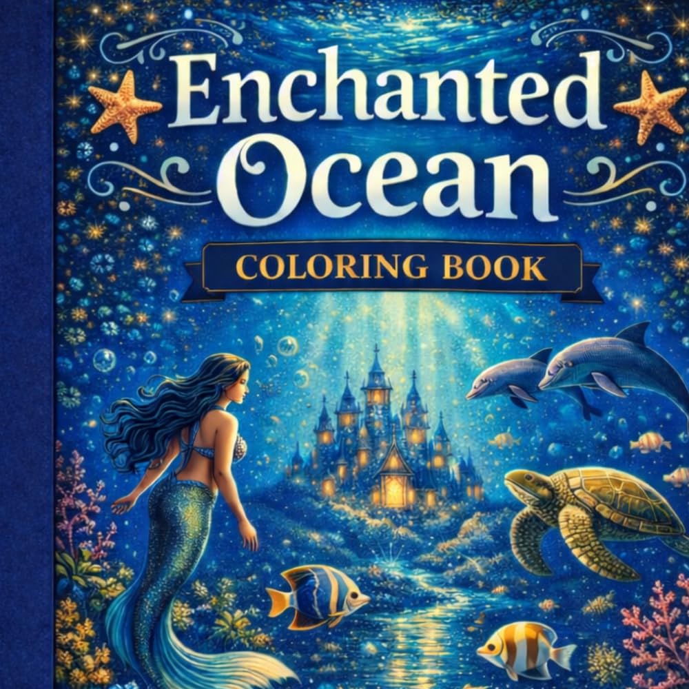 Enchanted Ocean Coloring Book: Beautiful Marine Life and Fantasy Ocean Designs for Stress Relief