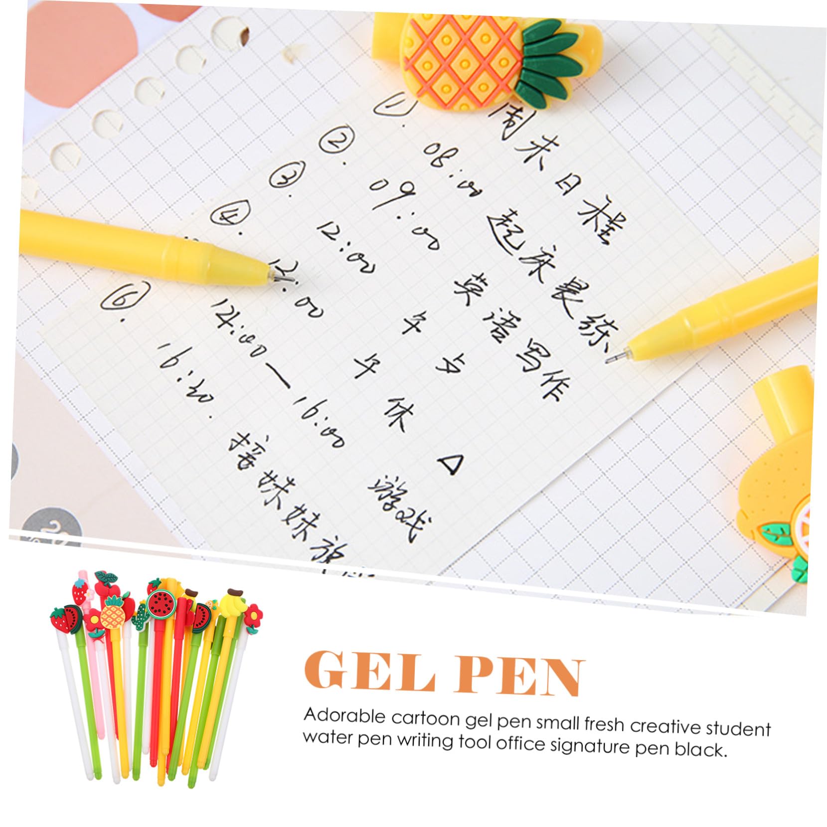 Angoily 100 Pièces Lot de Stylos Gel Adorables pour Étudiants et Bureau Assortiment Créatifs Protection Pointe Signature