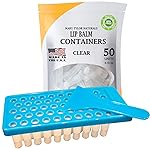 Lip Balm Container Tray Kit with Fill Tray and Spatula, BPA Free, Made in the USA, Includes 50 Clear Containers with Caps (0.15 oz each) by Mary Tylor Naturals