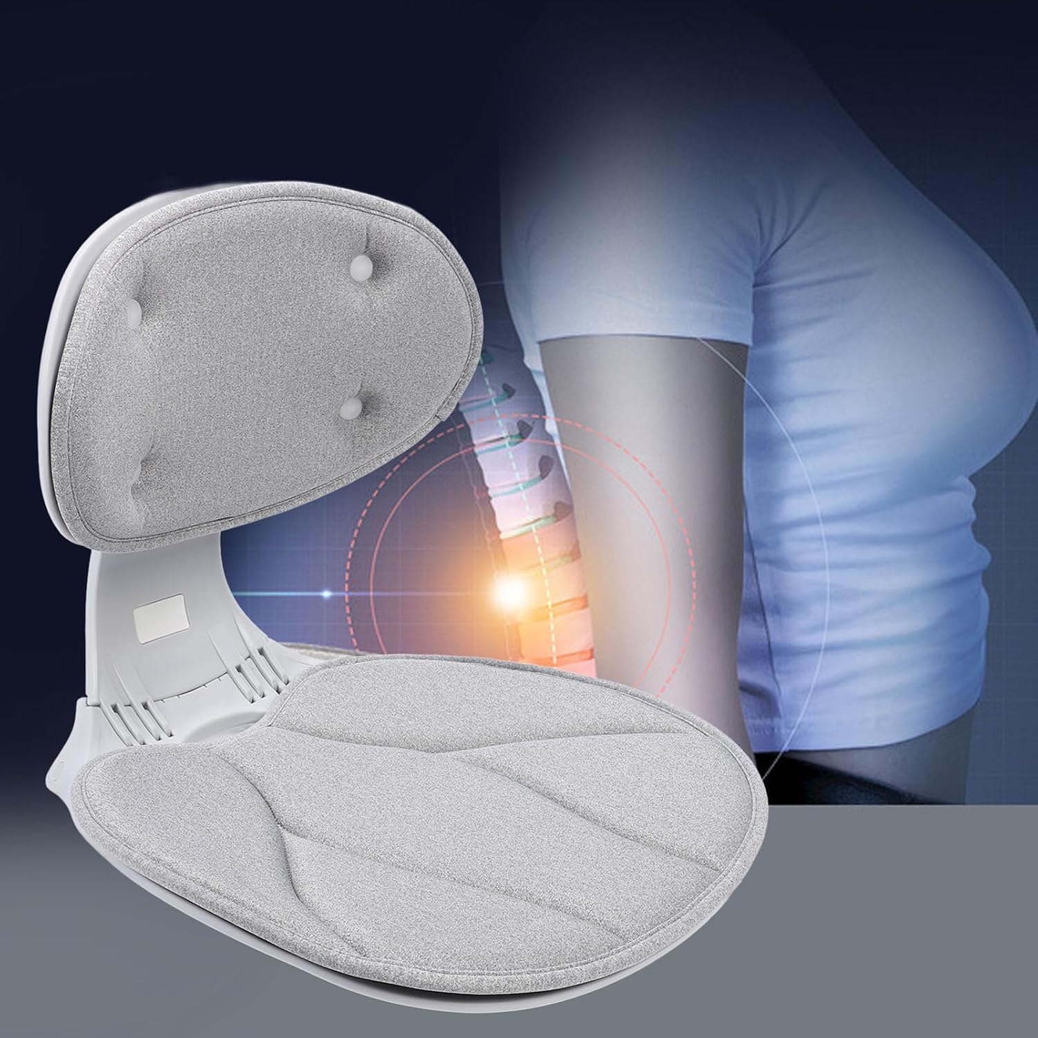 Office Chair Waist Support Ergonomic Foldable Sitting Posture Corrector Relieve Discomfort for Driving Travel Home Use (Gray)