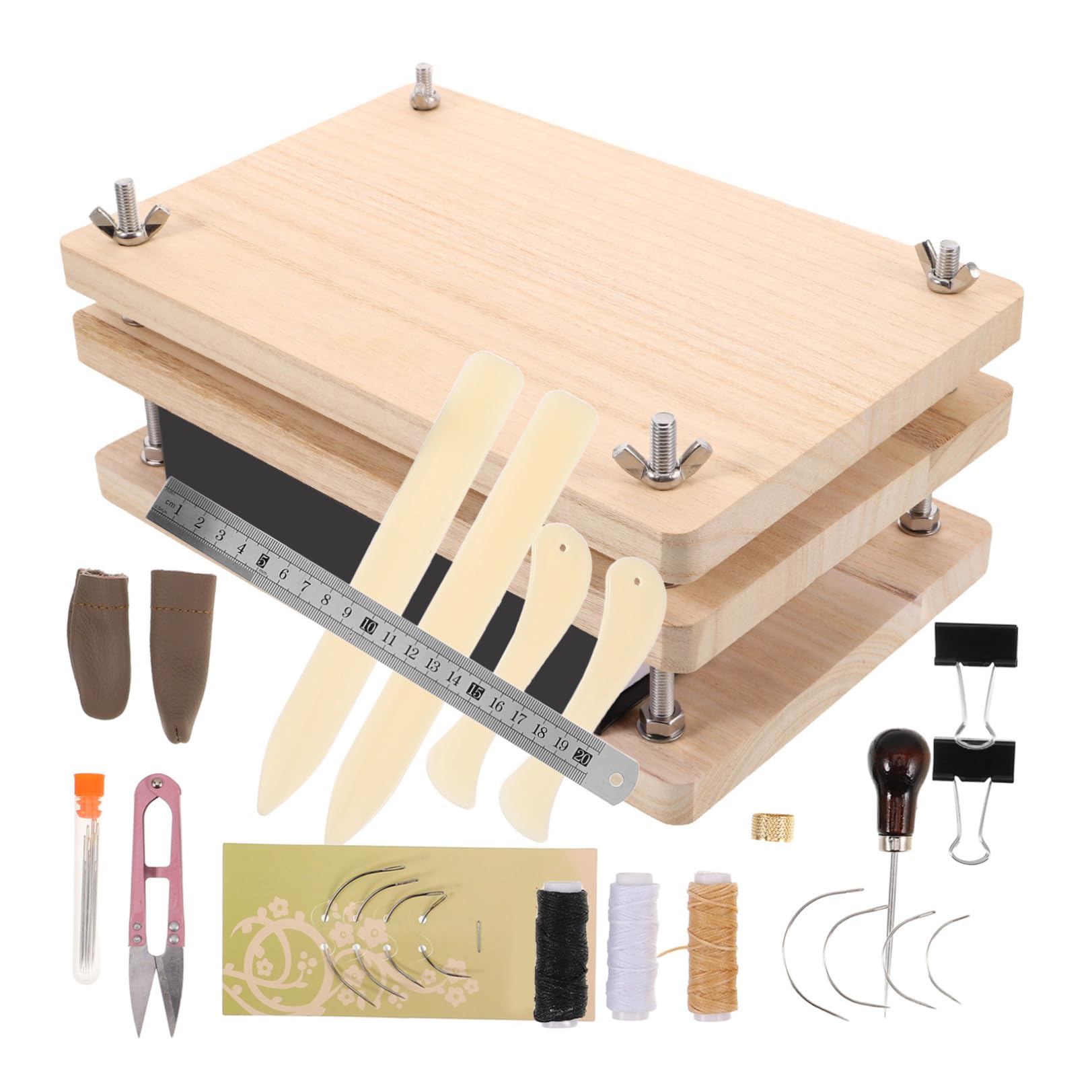 Zerodeko Kit para Hacer Libros, Prensa de Encuadernación de Madera y Metal, Portátil, para Restauración de Libros Antiguos y Bricolaje de Encuadernación