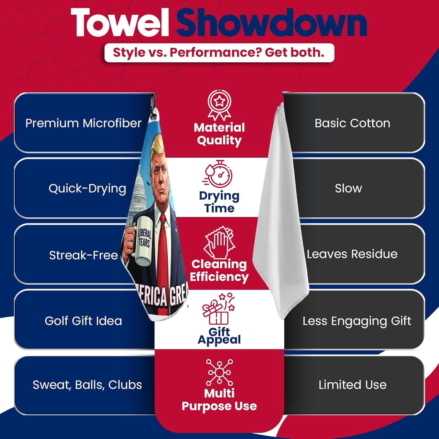 K9King ファニーマイクロファイバーMAGAディスクゴルフタオル - クリップホルダー付きプレミアムタオルゴルフバッグ - 男女