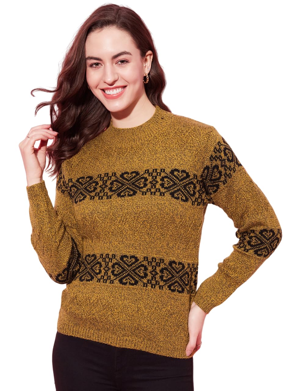 Self Design Round Neck Casual Women Sweater for Winter||Winterwear||