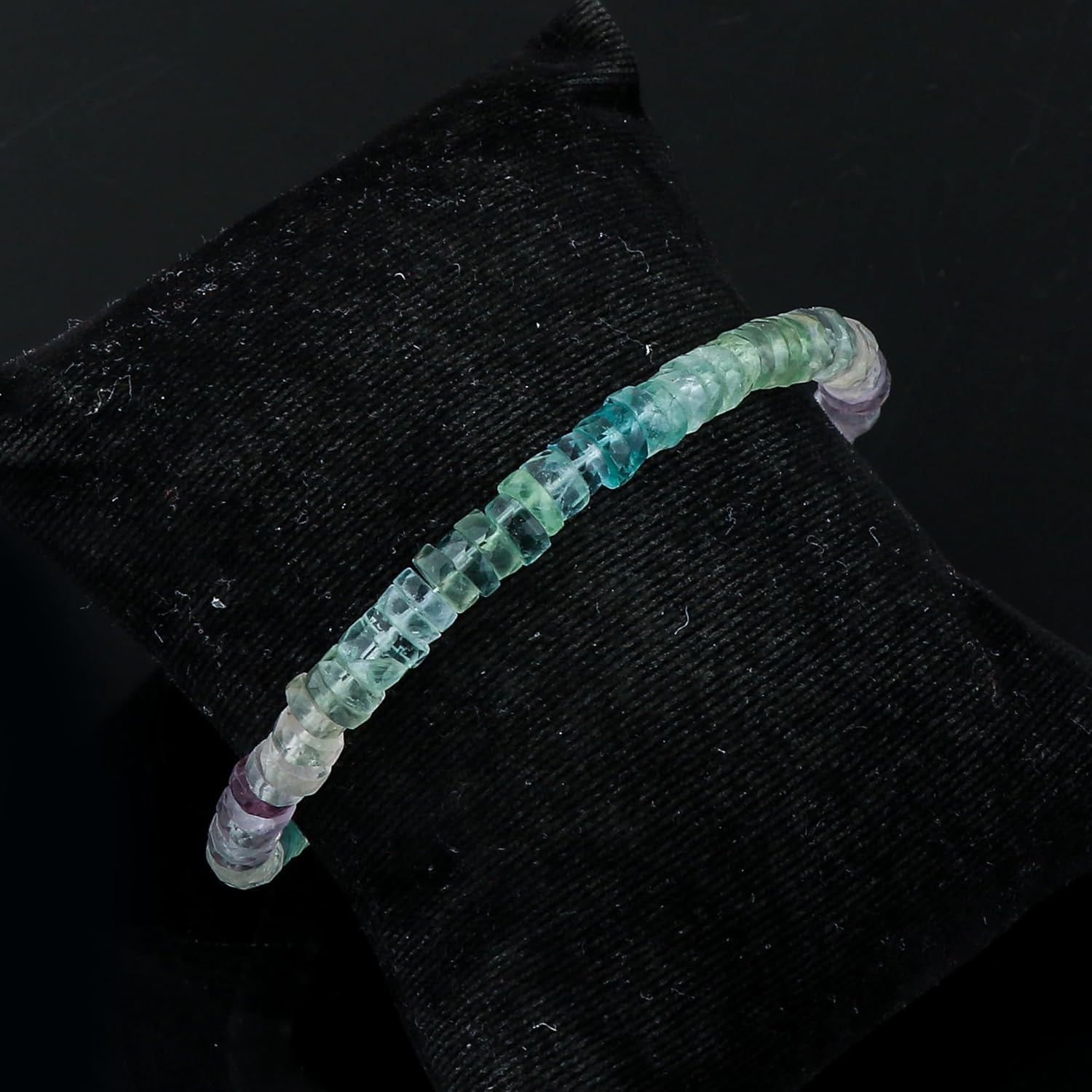 CRYSTALIS Natural Fluorite Beaded Bracelet, Facet Wheels, Elegant Beads Crystal, Chakra Bracelet, Healing Bracelet, Gemstone Jewelry, 925 Sterling Silver 8 inch