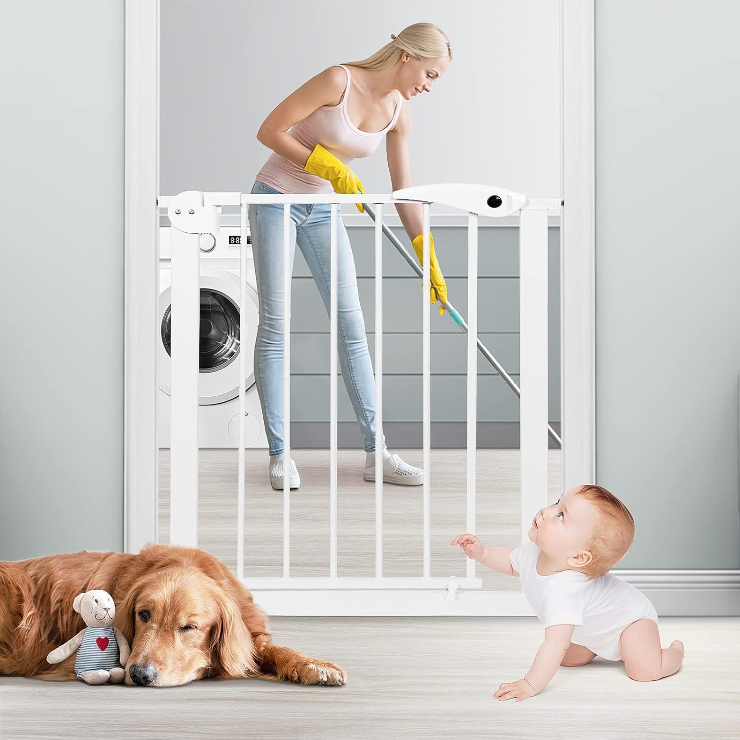 Baby Gate for Stairs, 29.9" High Safety Pet Gates for Dogs