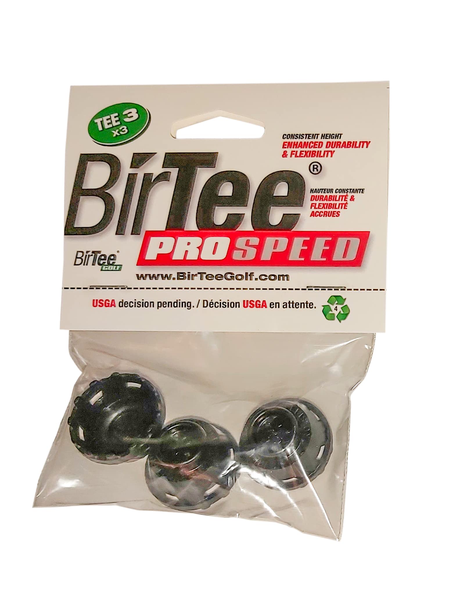 'BirTee Pro Golf Tees - Size #3 (3/4'') Individual Size Packs - 3 Tees Per Pack. Winter/Mat/Simulator Tees'