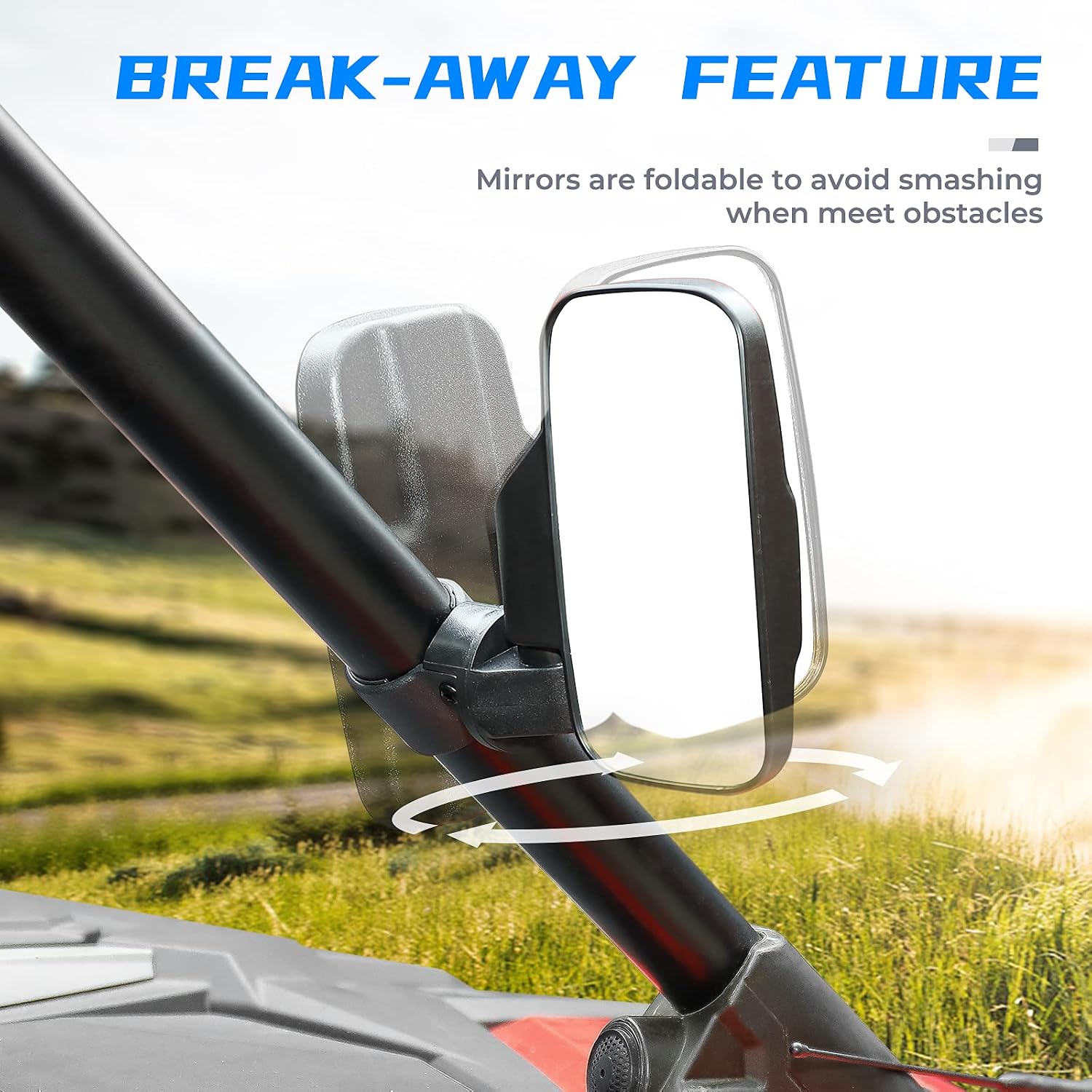 Kemimoto UTV Mirrors, RZR Side Mirror with 1.75''-2'' Roll Cage SXS Mirror Compatible with Polaris RZR XP 1000 570 800 900 Yamaha Rhino Kawasaki Teryx Mule Honda Pioneer Can-Am Maverick, Adjustable