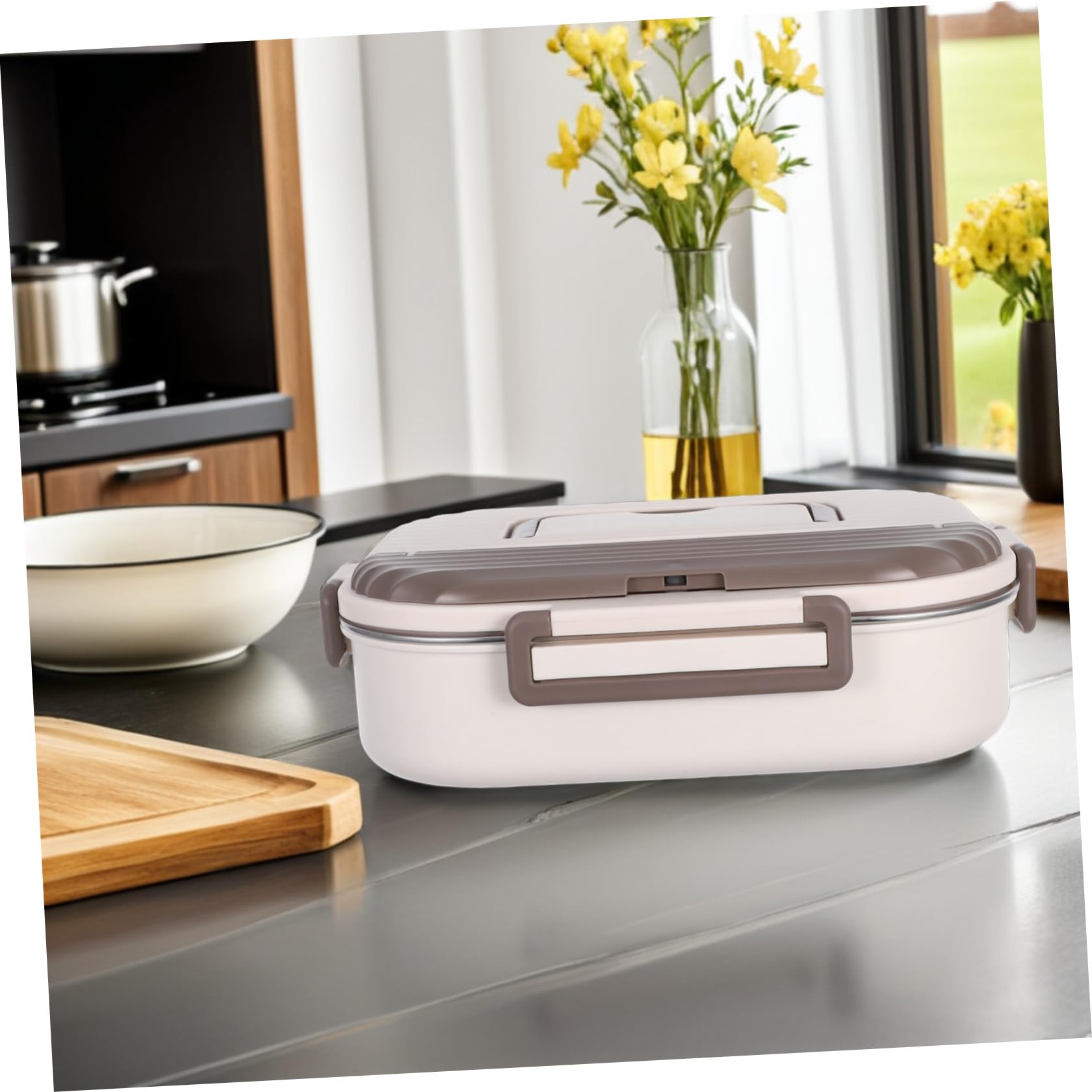 Auslaufsichere Edelstahl Lunchbox mit Fächern Doppelschichtiges Bento Essensbehälter mit Abnehmbarem Deckel Mikrowellengeeignet Spülmaschinenfest für Büro Schule und Reisen