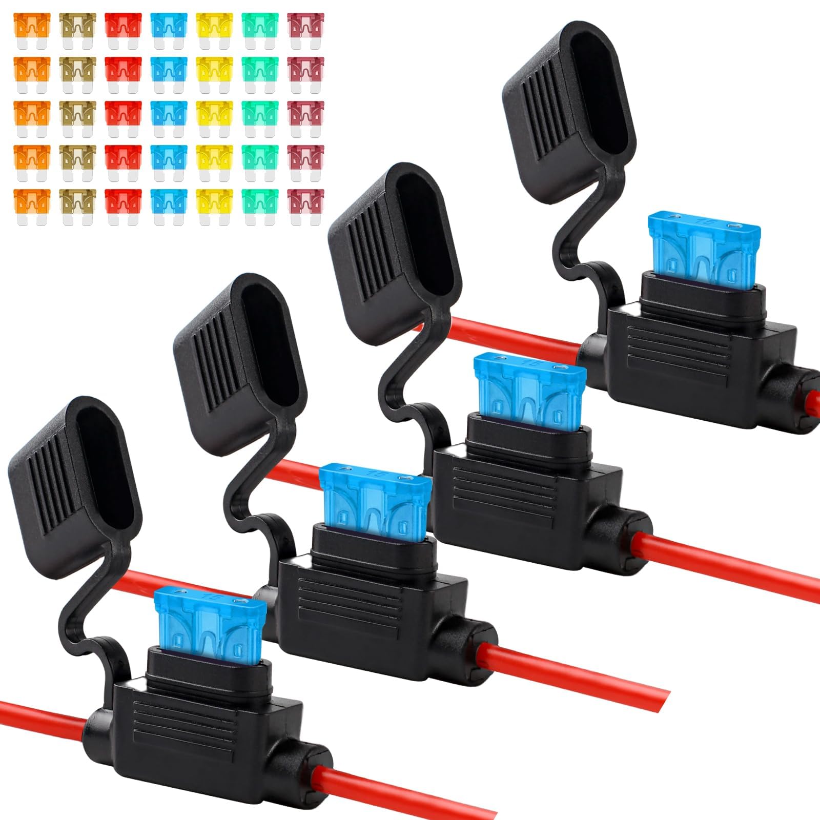 39 Pcs Car Fuse Set Kit, Waterproof Fuse Holder with Leads for Automotive and Marine Applications, Premium Material Construction for Reliable Circuit Protection-image-44