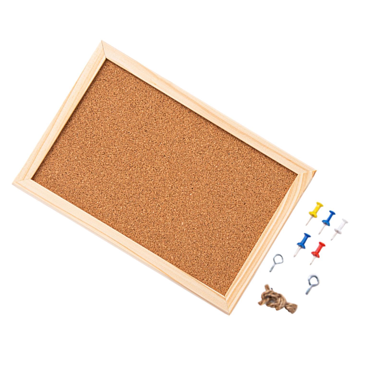 Generic Cork Bulletin Board Bulletin Board Kitchen Office Home Photo Display Board DIY Rectangle Wooden Office and School Corkboard, 20x30cm