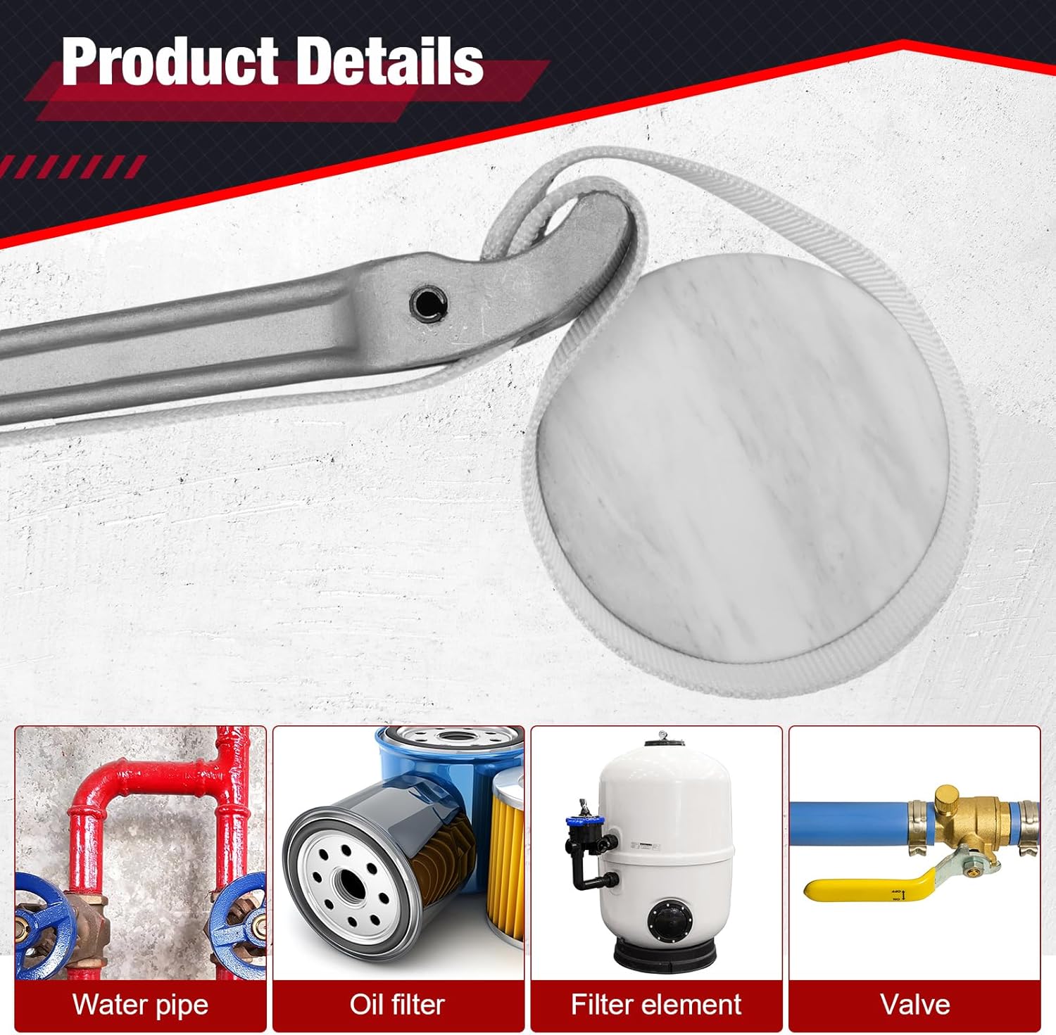 Lasnten 16 Inch Handle Nylon Strap Wrench Adjustable Oil Filter Anti Sliding Strap Pipe Wrench, Double Layered Thickened Nylon bag