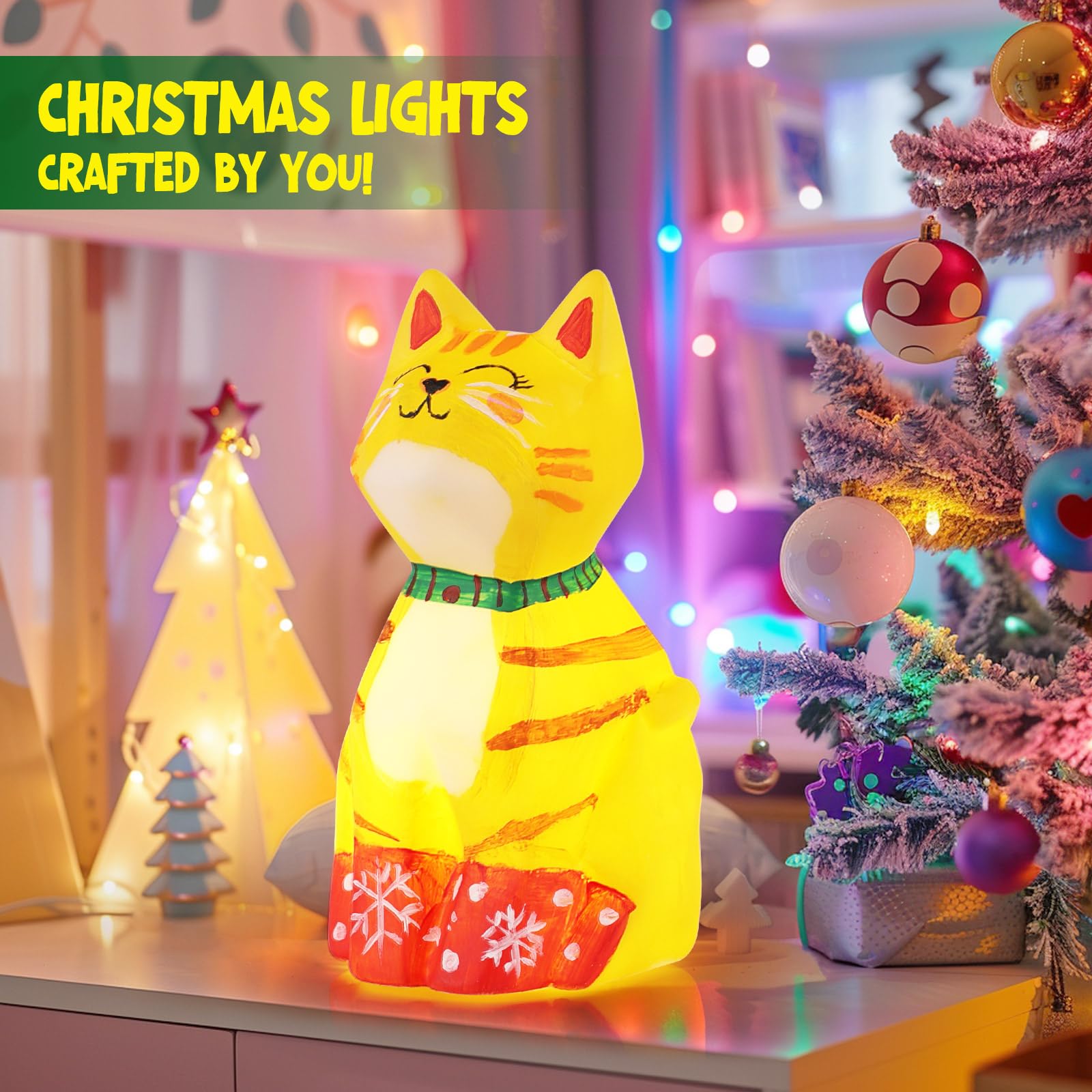 DIY-LAOESE Kit Lampada Gatto 3D Set Pittura Giocattolo Bambini, Giochi Creativi bambina 6 7 8-12 Anni, Creativi Gadget Compleanno Cat bambini, Idee Regalo Bambina 3 4 5 6 7 8 9 10 11 12+ Anni