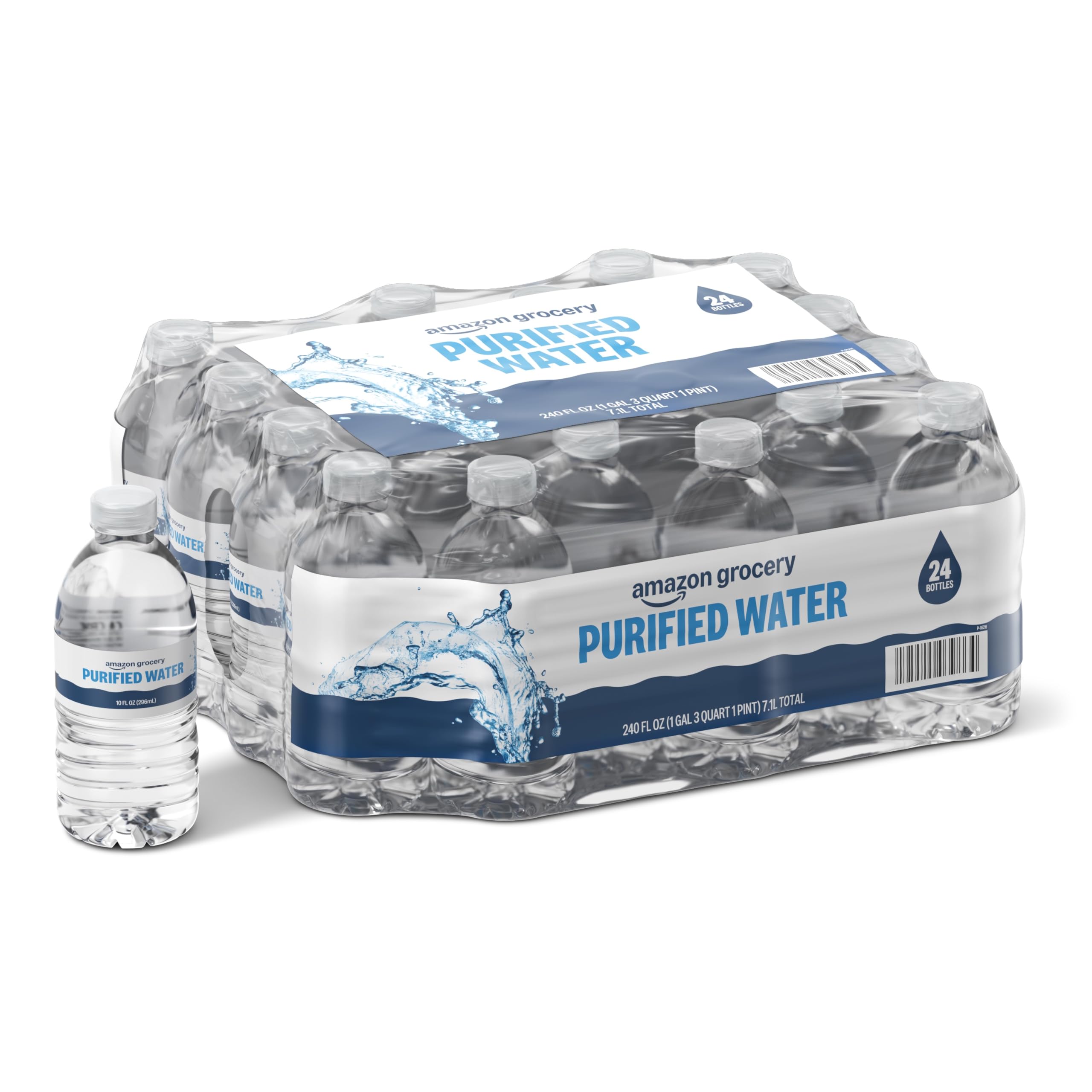 Amazon Grocery Purified Water Plastic Bottles 10 Fl Oz Pack 24