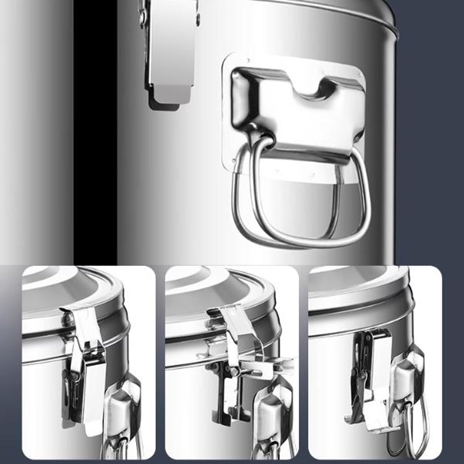 Cubo aislado de acero inoxidable con asas de transporte y tapa, contenedor de transporte de alimentos para sopas, pasta, cereales