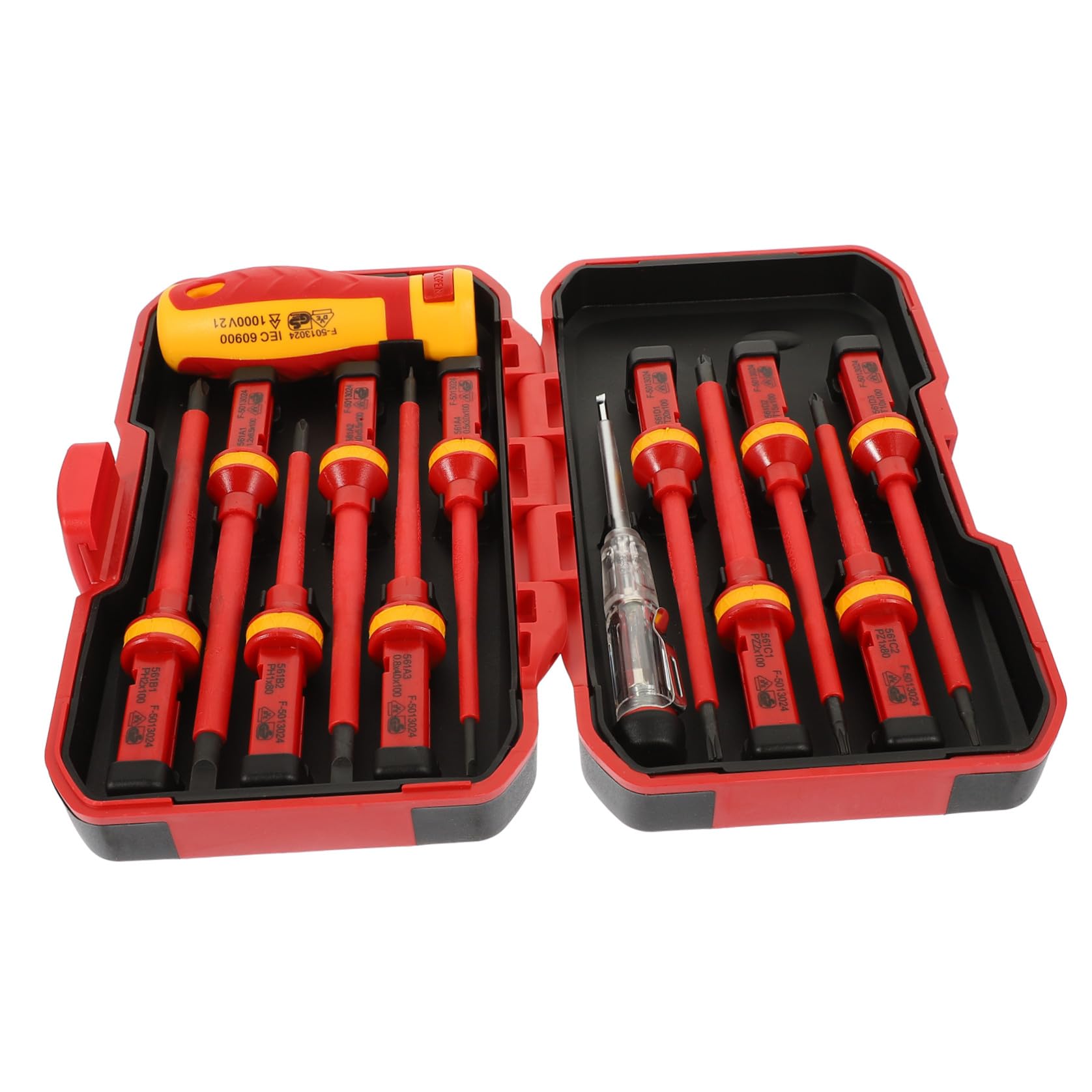 SHINEOFI Cacciaviti Isolati Vde in Acciaio Vanadio Set 13 Pezzi Punte Magnetiche Pozidriv a Stella Custodia Inclusa per Elettricisti Professionisti