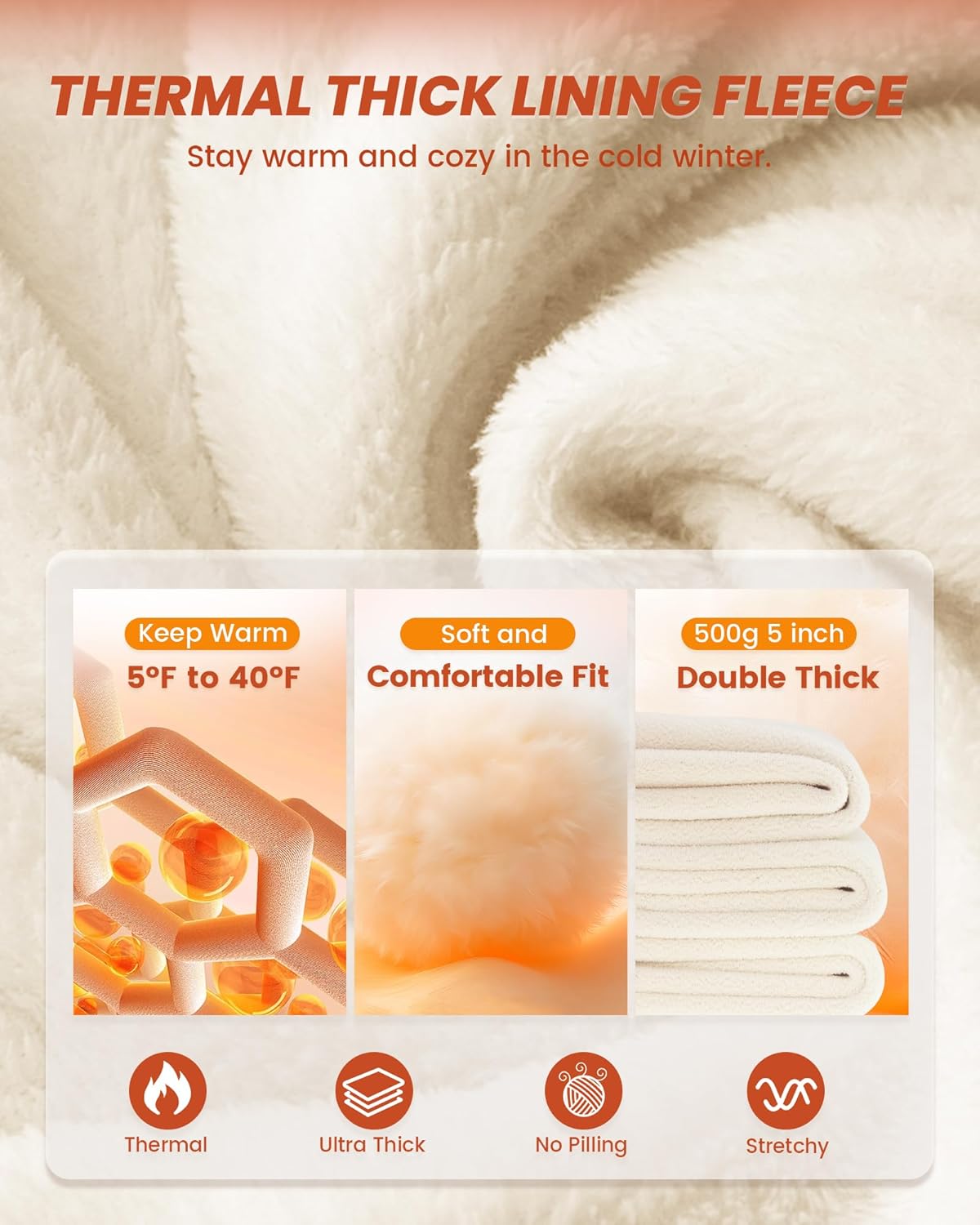 NexiEpoch Fleece Lined Leggings Women - Thermal Thick Winter Warm High Waisted Tummy Control Soft Pants for Snow Cold - Image 3