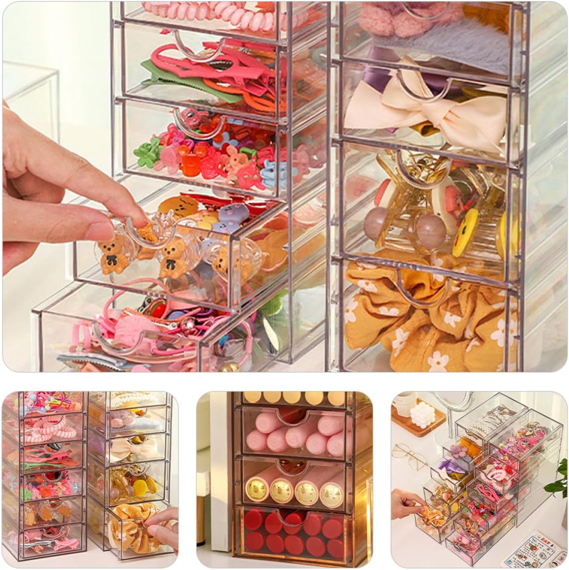 Multi-layer Transparent Desktop Drawer Organizer Box with Layers Capacity for Makeup Tools Cosmetics and Small Sundries Versatile Stackable Storage Container for Home Office Desk