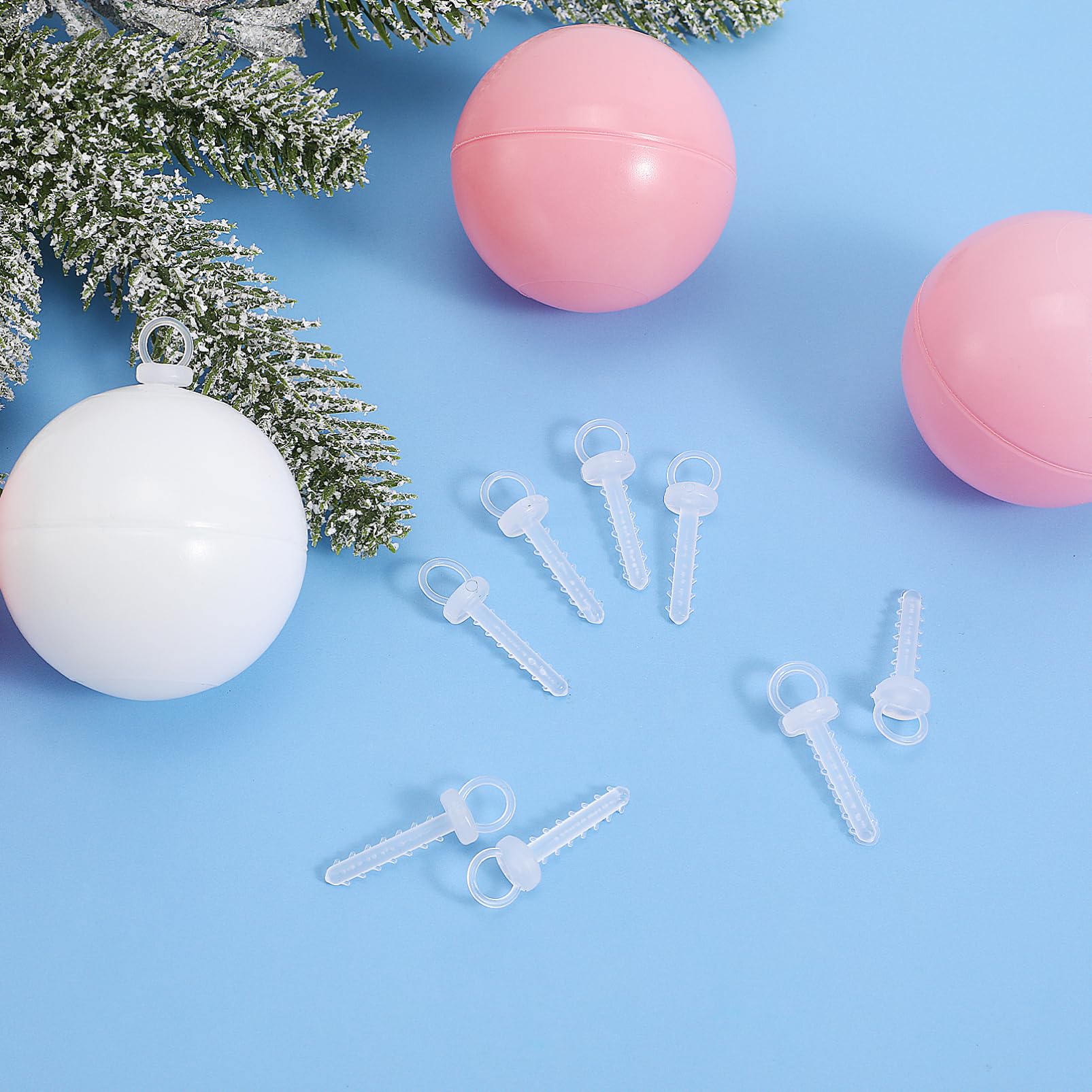 Operitacx 100pcs Christmas Foam Ball Hanger Caps, Transparent Christmas Decorative Ball Joint Kit - Image 2