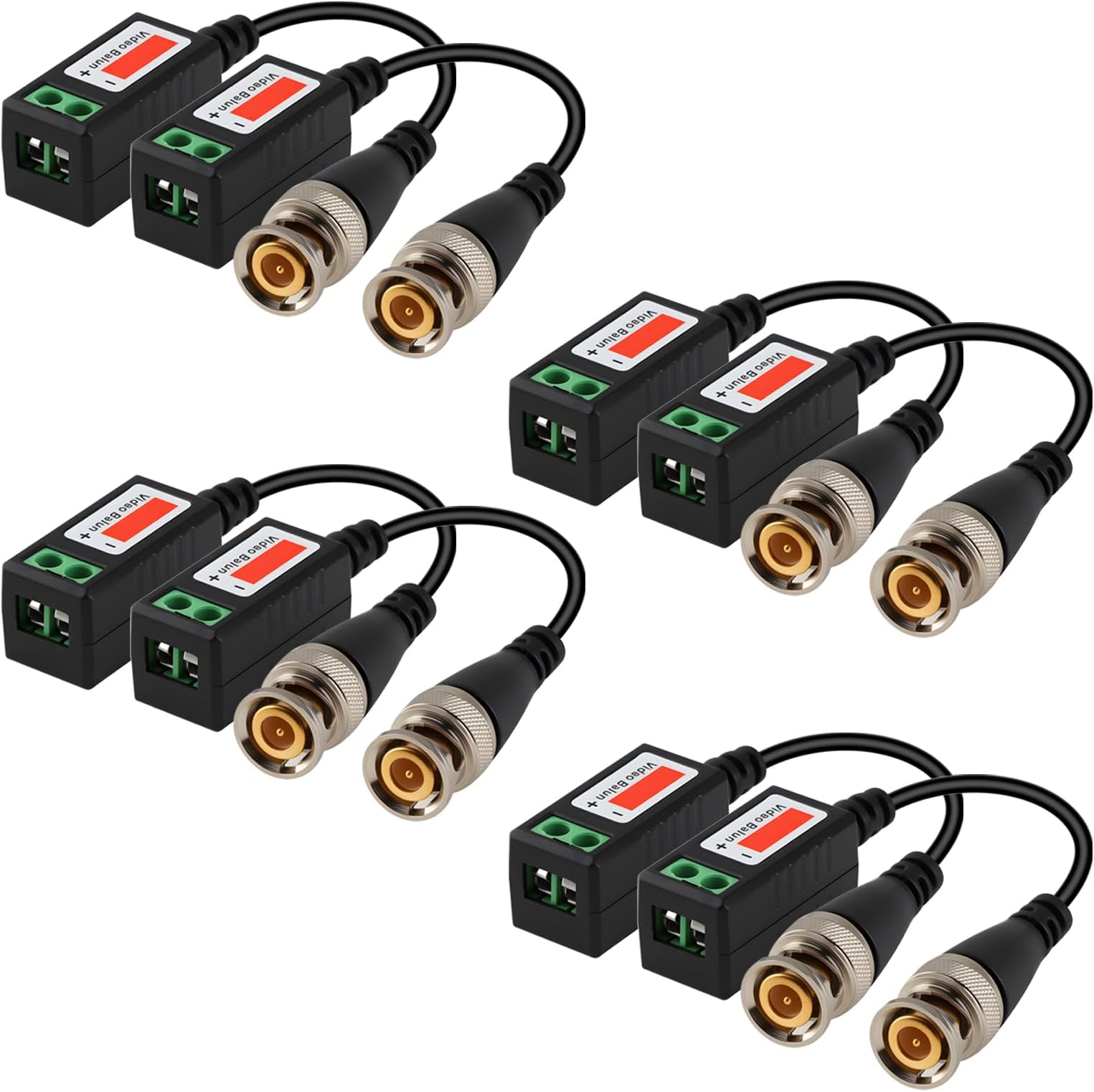 4 Pairs 4K 8MP HD Passive Video Balun Connectors Mini CCTV BNC Video Balun Transceiver for BNC Male Cable Via CAT5/5E/6 Twisted Pair Transmitter CCTV Camera System