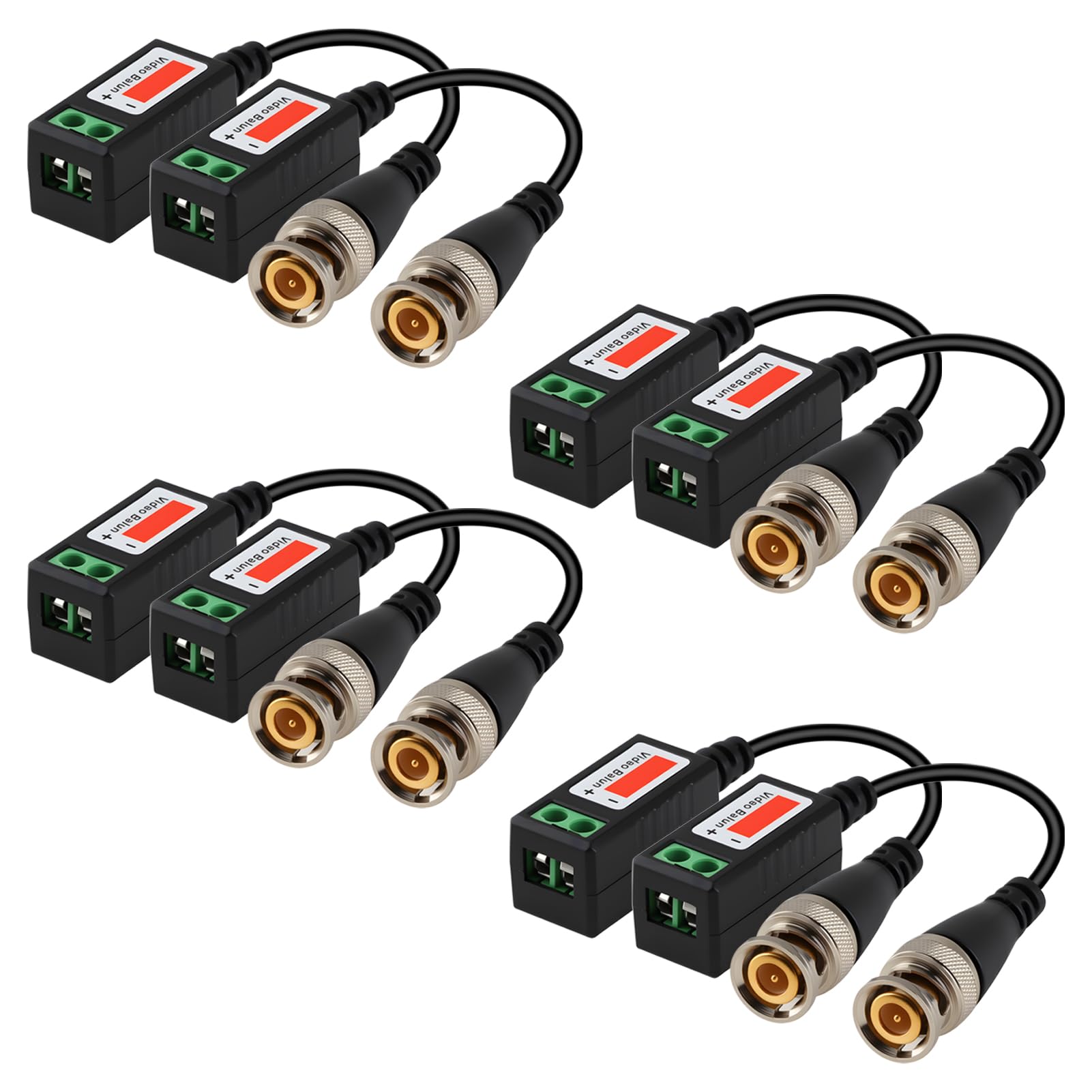 4 Pairs 4K 8MP HD Passive Video Balun Connectors Mini CCTV BNC Video Balun Transceiver for BNC Male Cable Via CAT5/5E/6 Twisted Pair Transmitter CCTV Camera System