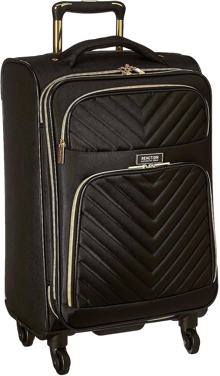Lote de 2 piezas de Chelsea: maleta de mano expandible de 8 ruedas Chevron de 20"y bolso de mano para portátil de 15" a juego, negro