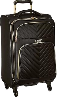 Chelsea 2-Piece Bundle - 20" Chevron Expandable 8-Wheel Carry-On Suitcase & Matching 15" Laptop Tote Bag, Black