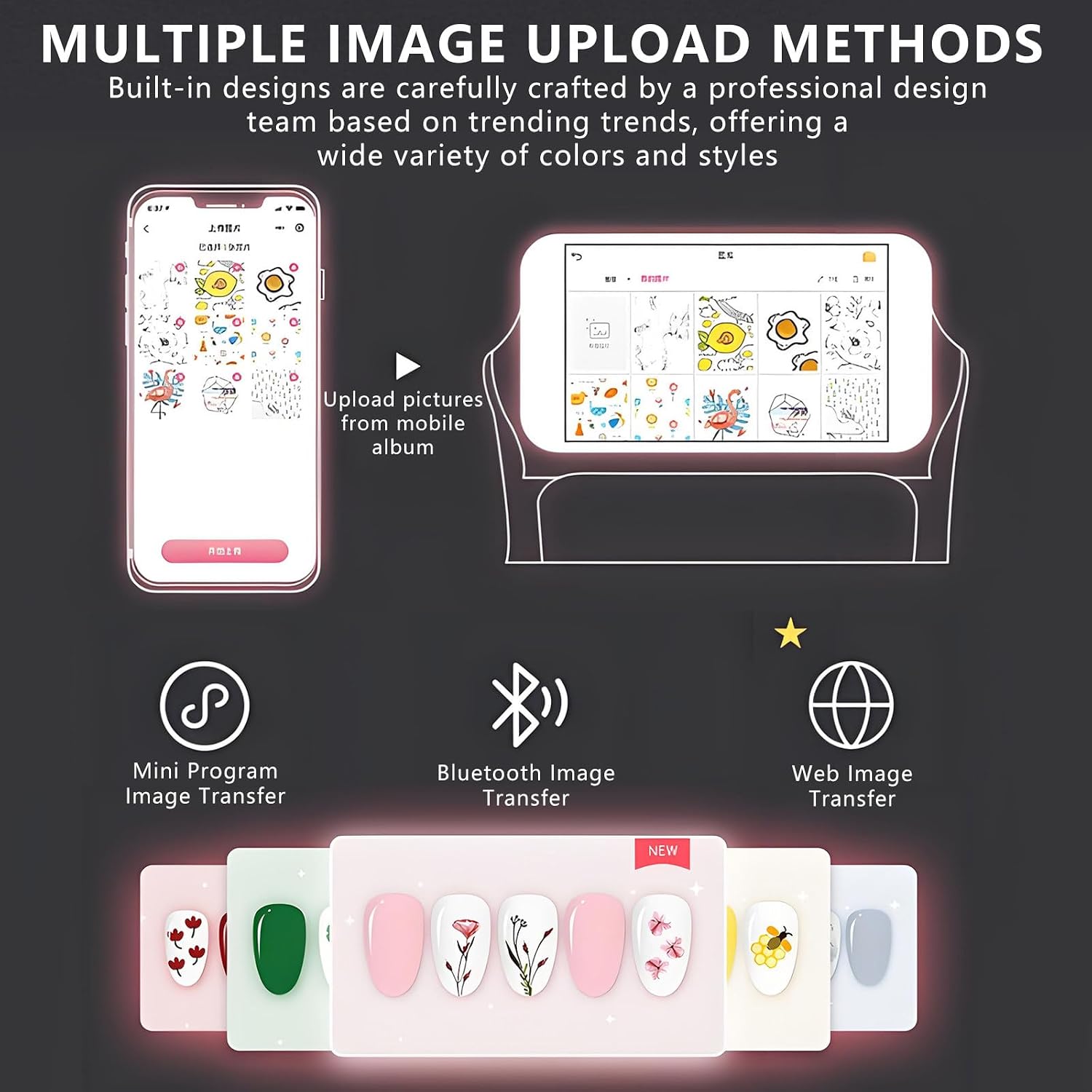 1200 DPI High Resolution Nail Art Stamping Printer,500 Nails per Consumables,for Party,Family Gatherings,Community Services