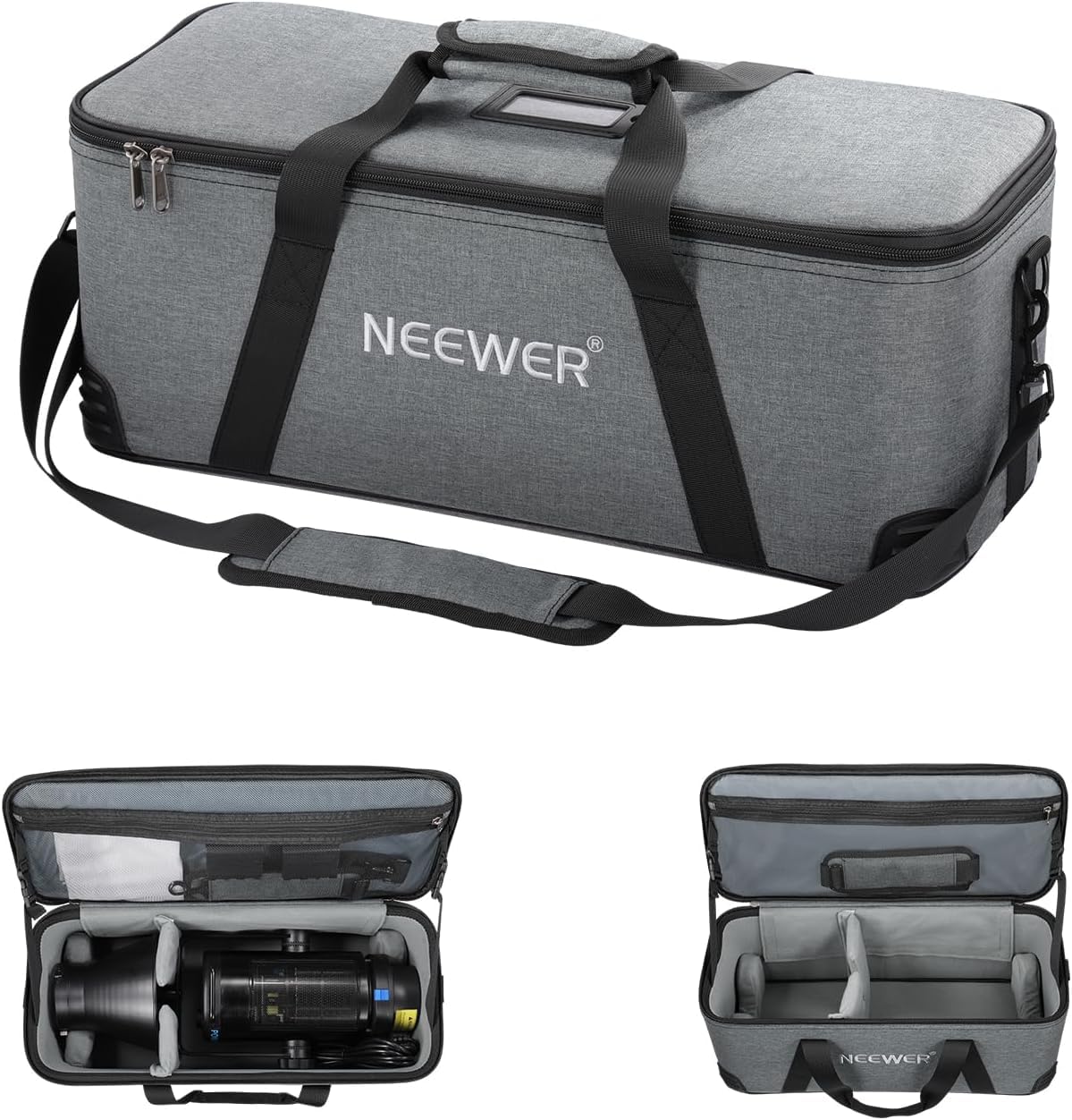 NEEWER Sac de Transport avec Bandoulière,Mousse Mobile Rembourrée pour Studio Light CB300B CB200B FS150B CB100C CB60B RGB CB60 MS60B MS60C MS150B Vision 4 ML300 Support de Trépied 52 cm, PB6