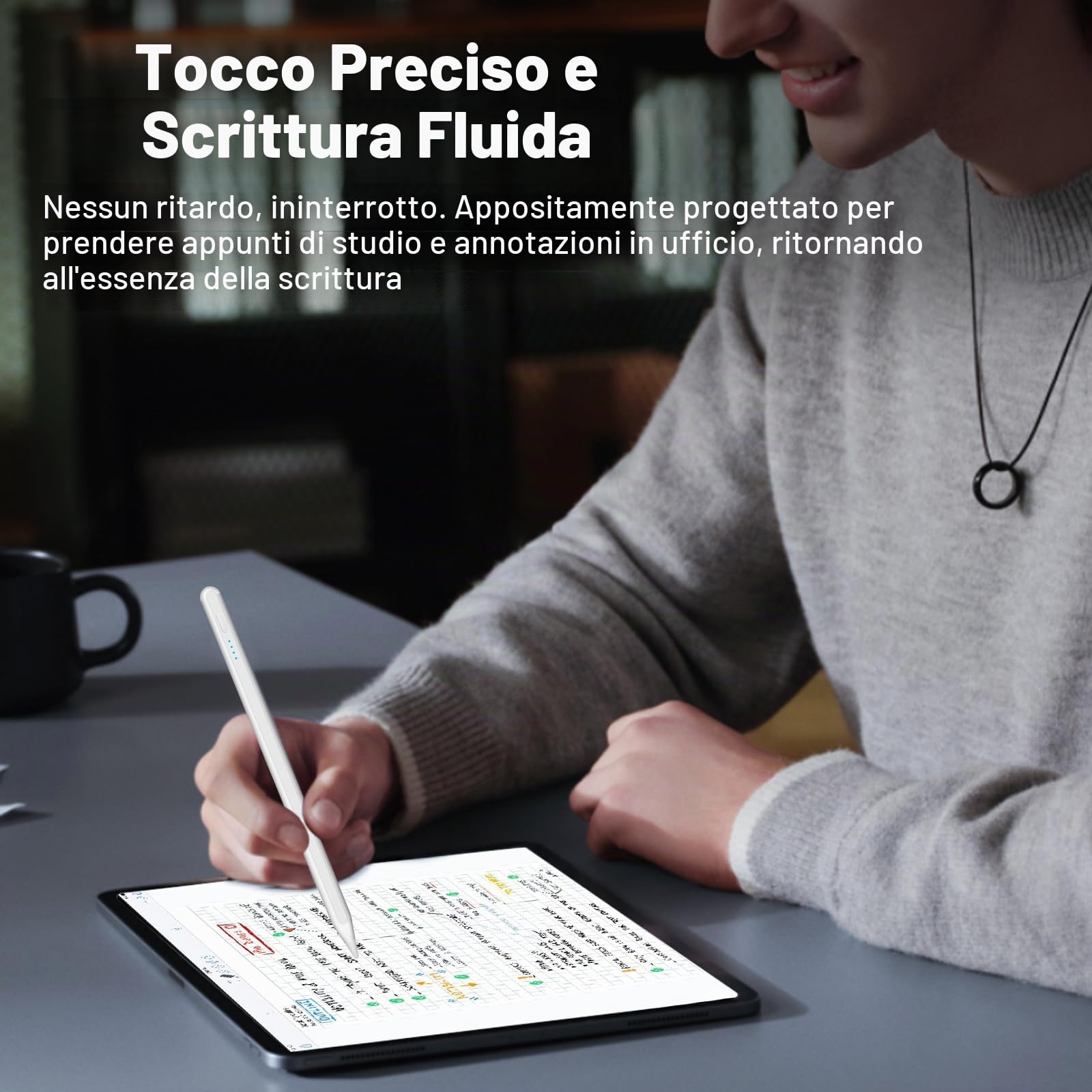 Penna Stylus per iPad 2018-2025 con Ricarica Rapida, Palm Rejection, Attacco Magnetico, Compatibile iPad Pro/Air/Mini/iPad