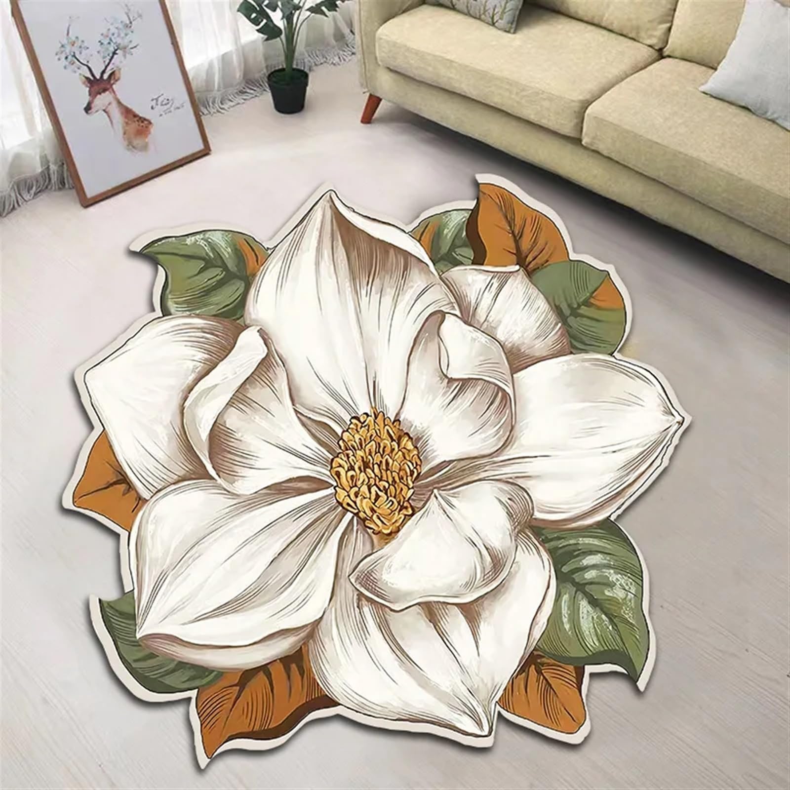 Tapis de sol lotus irrégulier et couverture de chevet blanche 80x80