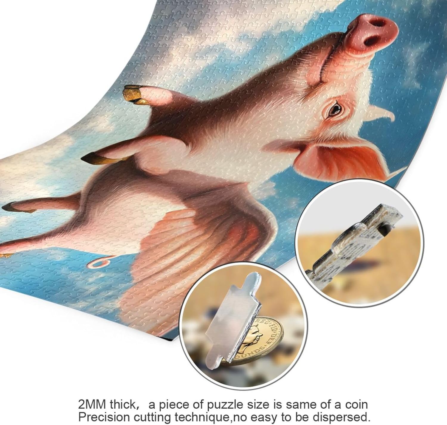 Pig Fly Sky Jigsaw Puzzle for Adults 500 Pieces, Extremely Challenging and Difficult Puzzle for Family Games, Party Entertainment, and Brain Teasing Fun