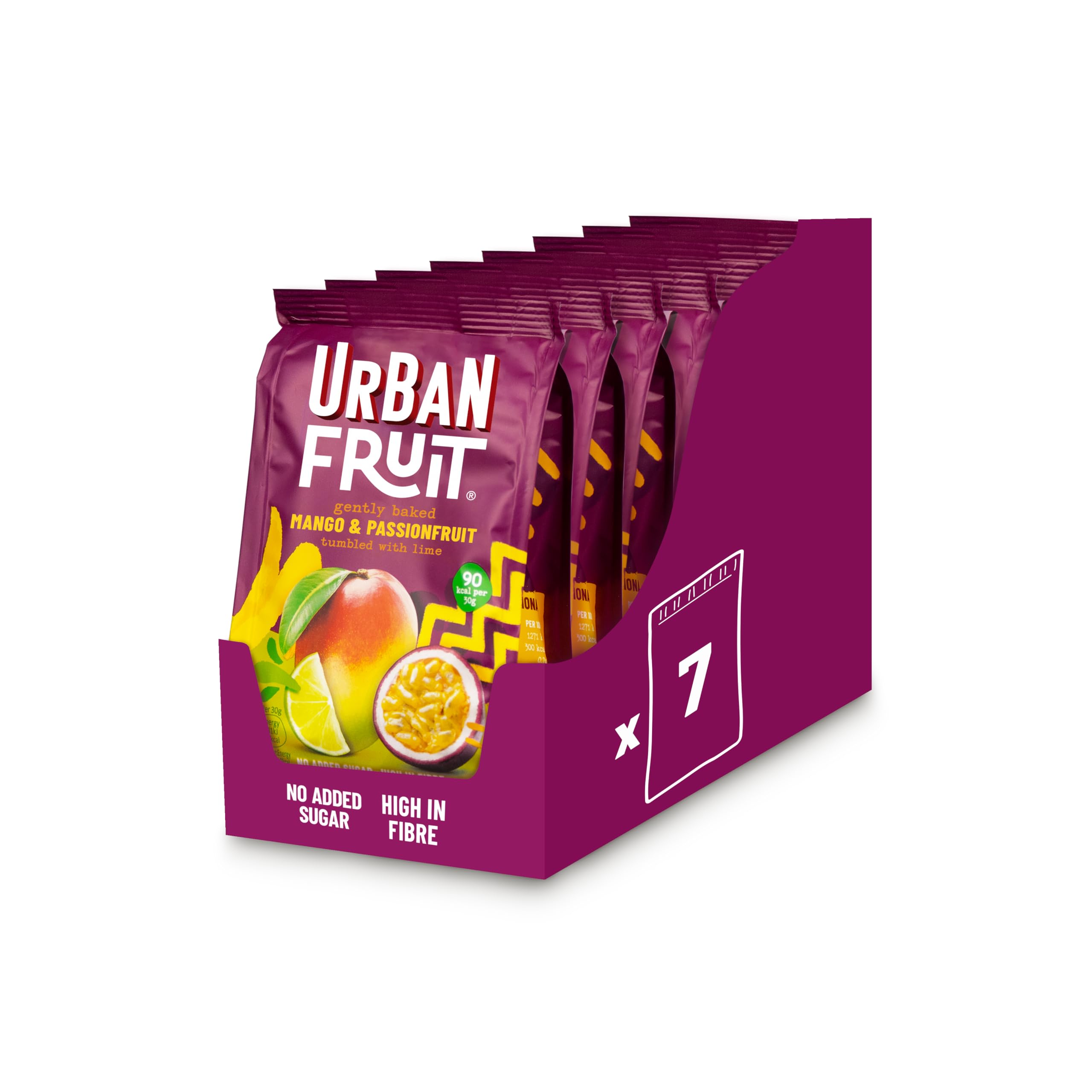 URBAN FRUIT Mango & Passionfruit - Sharing Pack - Gently Baked Fruit - Healthy - Vegan - 7 x 85g