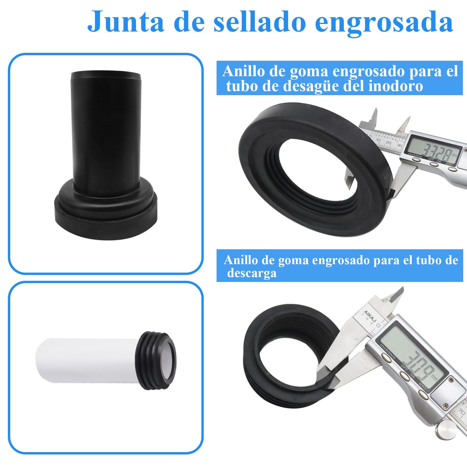 Kit de conexión para inodoro suspendido, compatible con Geberit 152.426.46.1, que incluye tubo de evacuación y tubo de llenado, con sello y componentes de fijación.