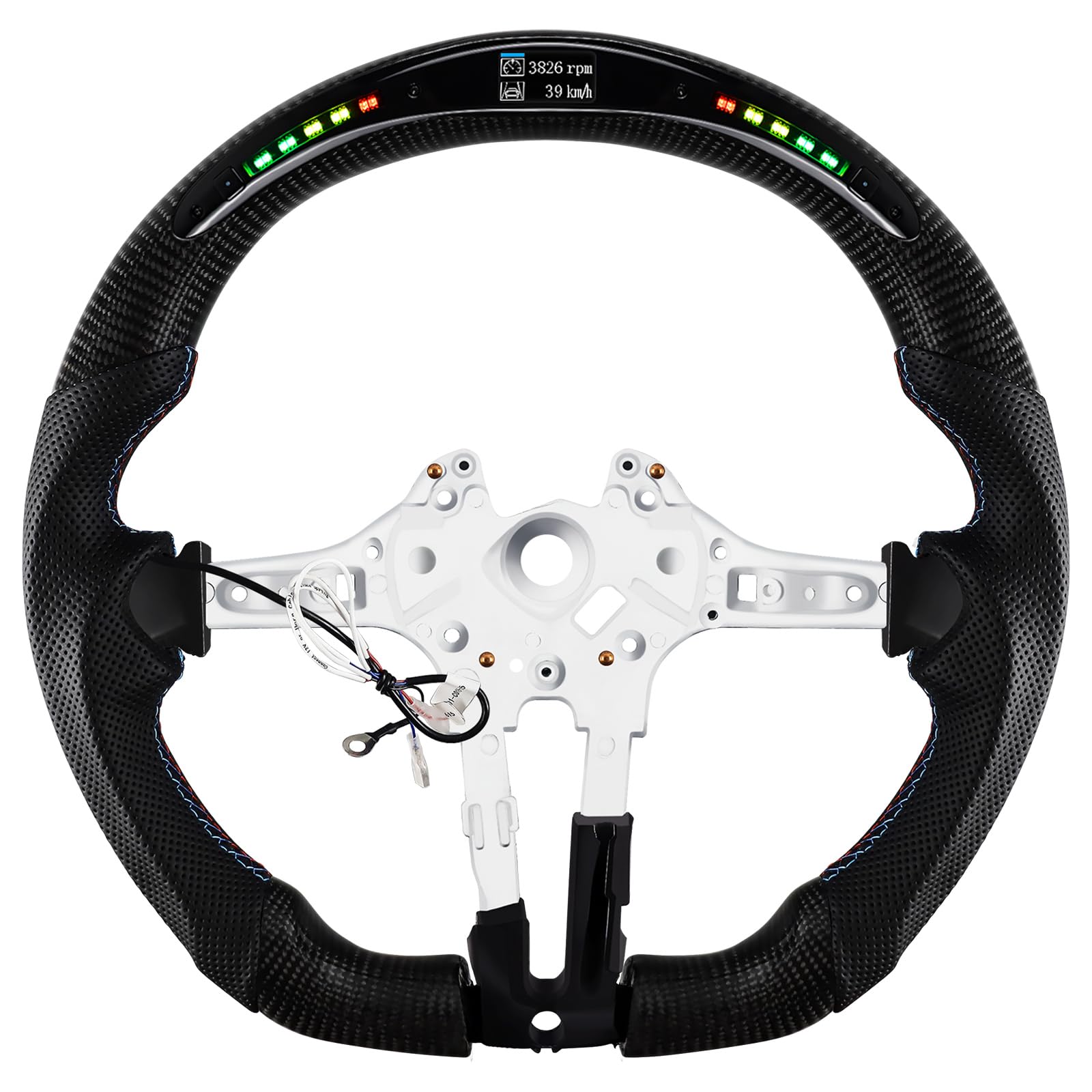 Carbonfaser-Lenkrad, LED-Schaltanzeige Lenkrad für BMW M Sportserie/M Performance Serie M5 F10 F11 F06 F12 F13 F01 F02 F03 GTF07 M5 F10/F90 M6 F06/F12/F13 M8 F91/F92/F93