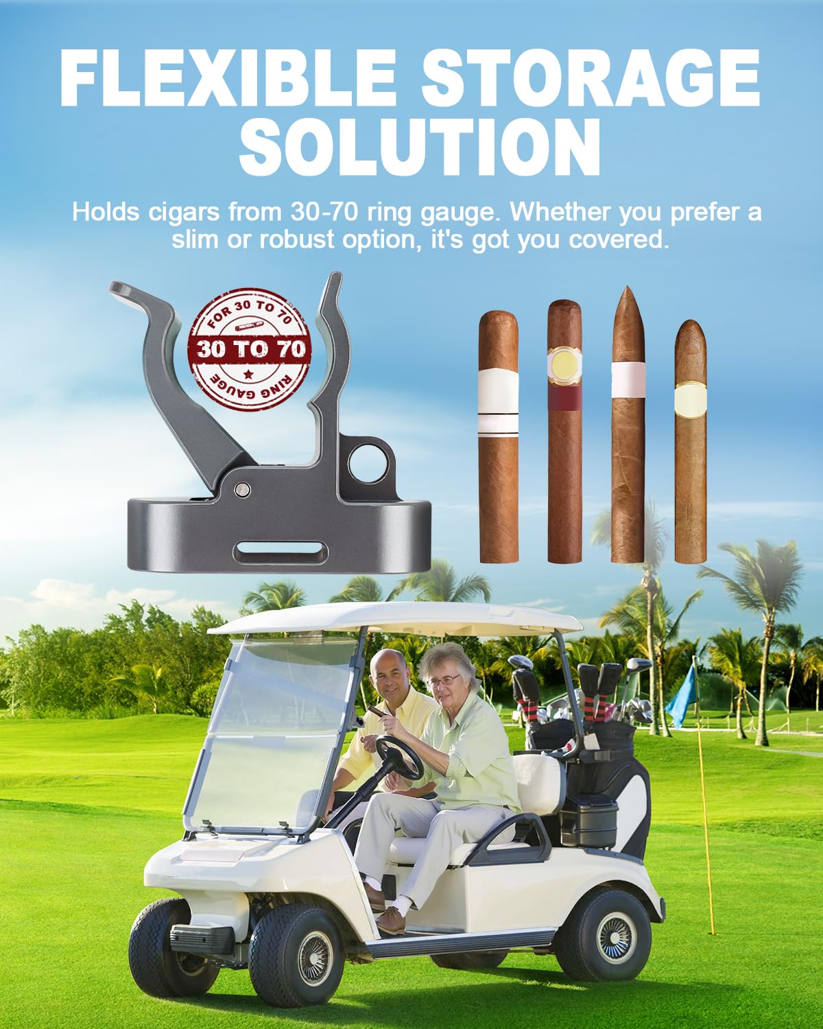 Magnetischer Golfwagenhalter mit Schlaufenhaken, Golf-Halterung aus Aluminiumlegierung für sichere Aufbewahrung von 30–70 Ringen und zum Aufhängen von Golf-Handtüchern, rutschfestes Gummiband