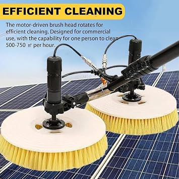 Telescopic Rod PV Panel Wash Cleaning Machine 3.5m/5.5m/7.5m, 65cm Double Head Solar Panel Cleaning Equipment Solar Cleaner Robot,Solar Panel Cleaner,Electric Water Fed Pole Kit,5.5m