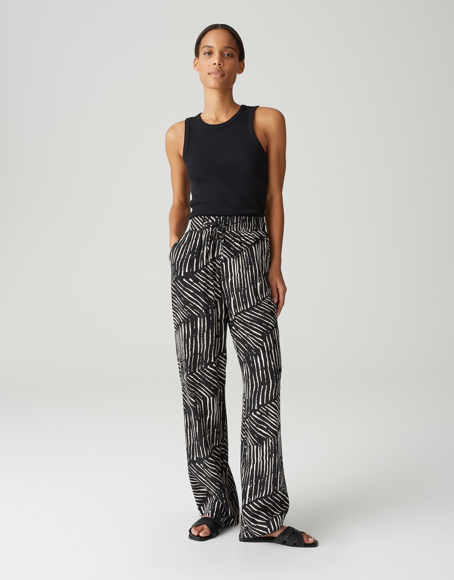 OPUS Damen Wide Leg Pants | MAROU Palm Leaves Wide Leg Pants mit Komfortbund
