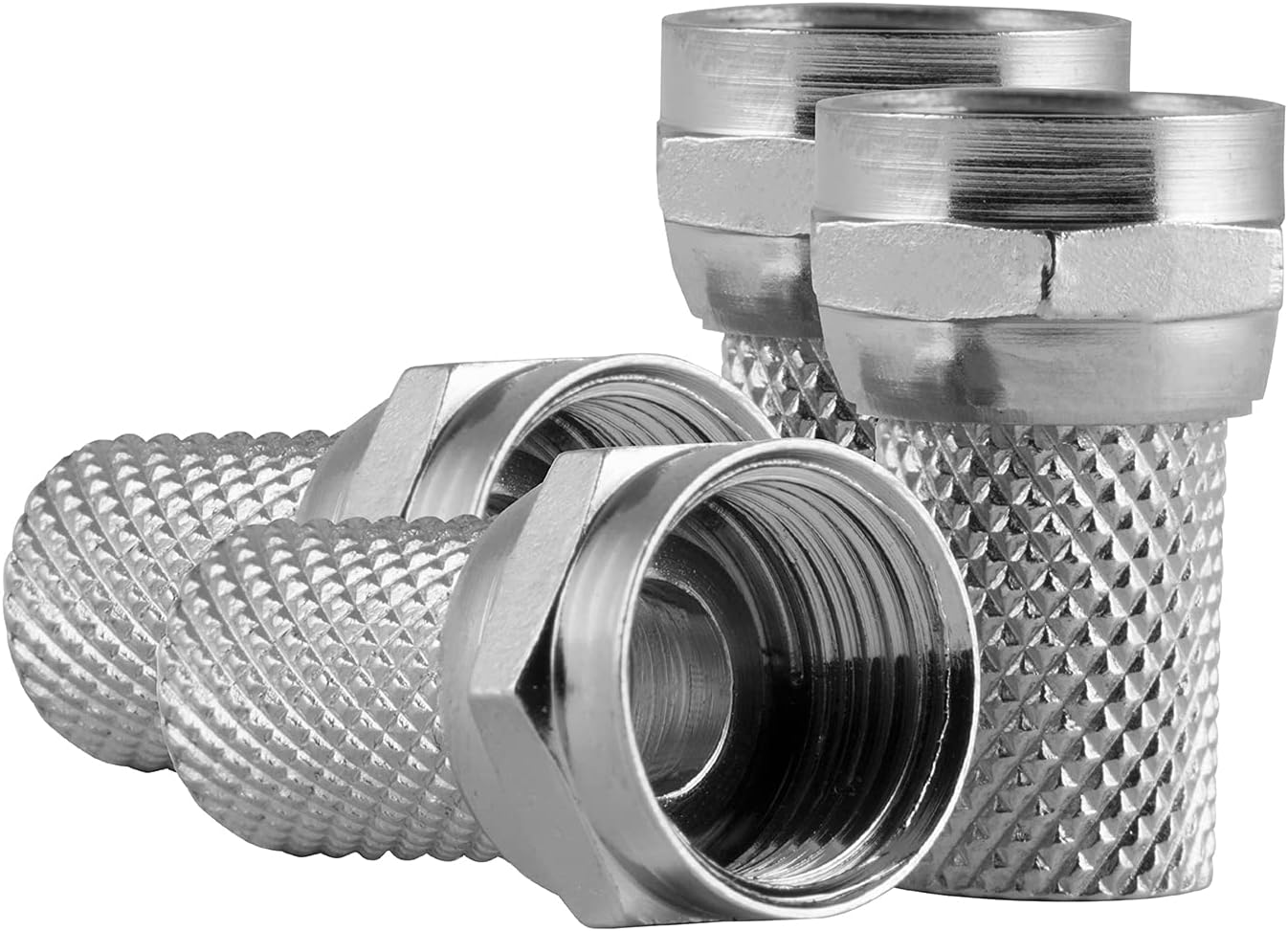 UltraProRG6 F-Type Twist-On Coaxial Connector, 4 Pack, Replace Connectors or Assemble Custom Cables, No Tools Required, 52181