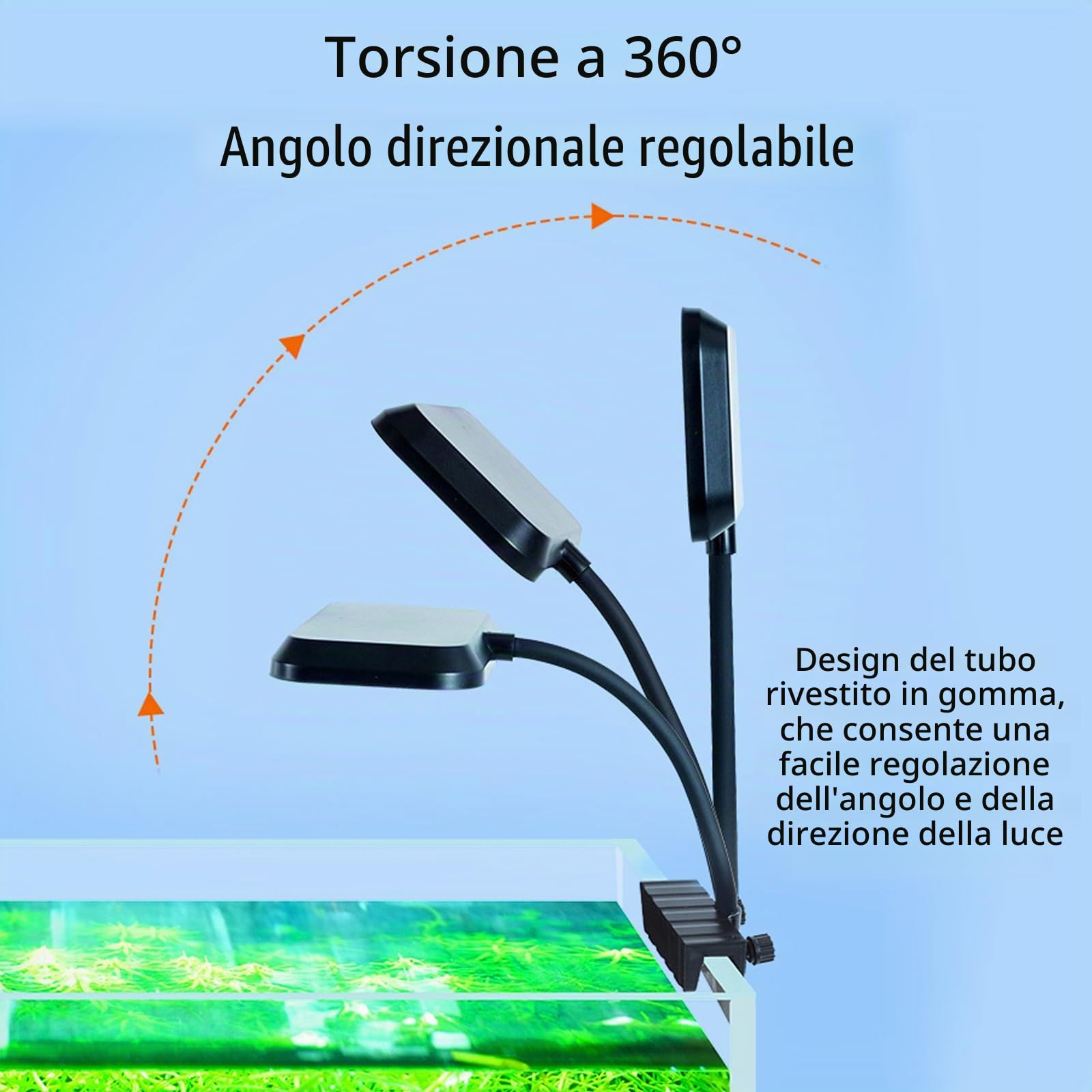 GERUI Luce per acquario a 360° dimmerabile impermeabile 13 W