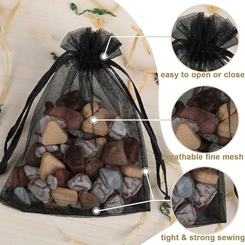 Miniatura 2 de Ableme Deco Bolsas de organza de 4 x 6 pulgadas (100 unidades), bolsas de regalo de malla transparente con cordón, bolsas de joyería de organza