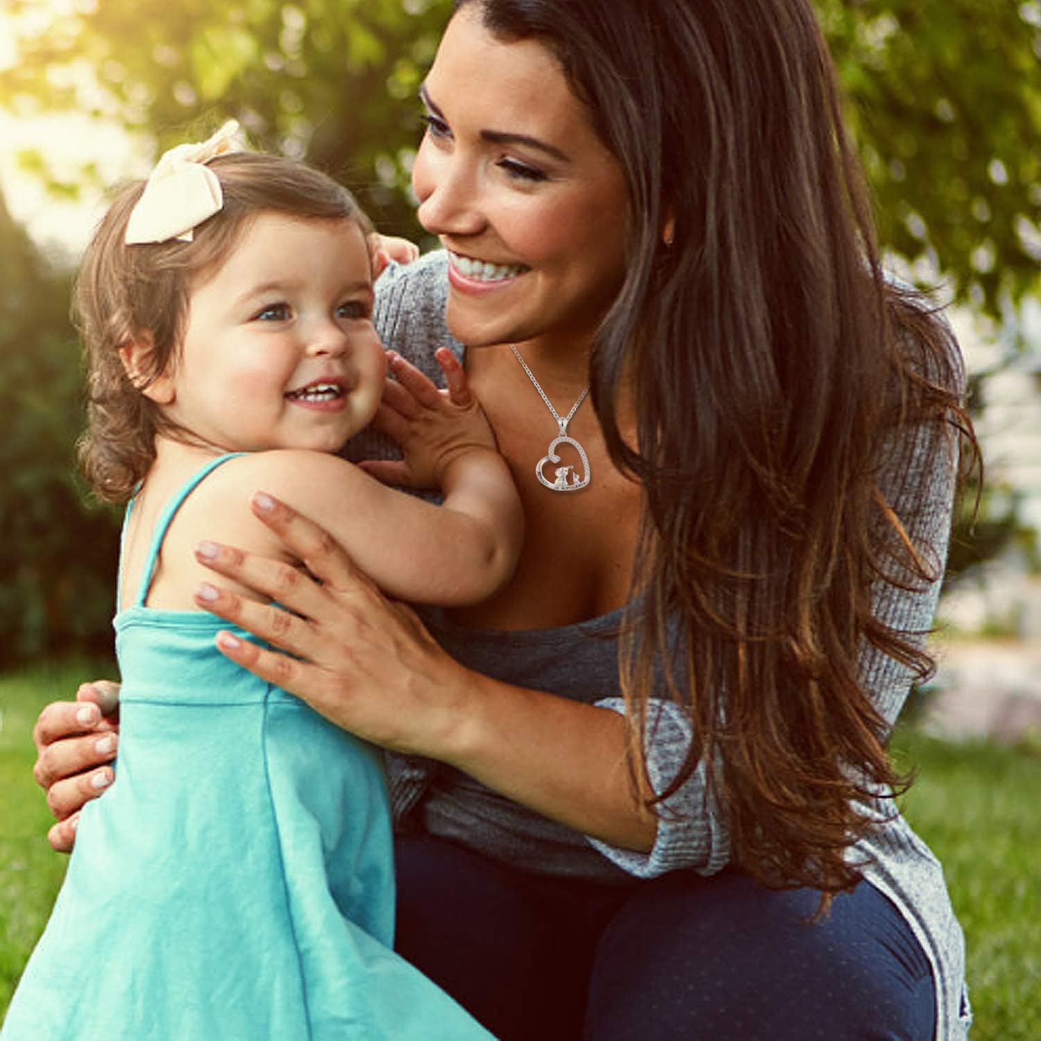 BEILIN Mother Daughter Jewelry Gifts - 925 Sterling Silver Lucky Elephant Love Heart Pendant Necklace for Women - Image 5