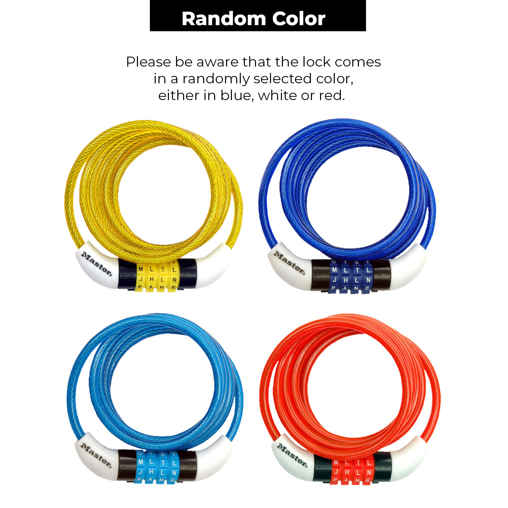 Master Lock 8152DASTWD Preset Word Combination Cable, Yellow