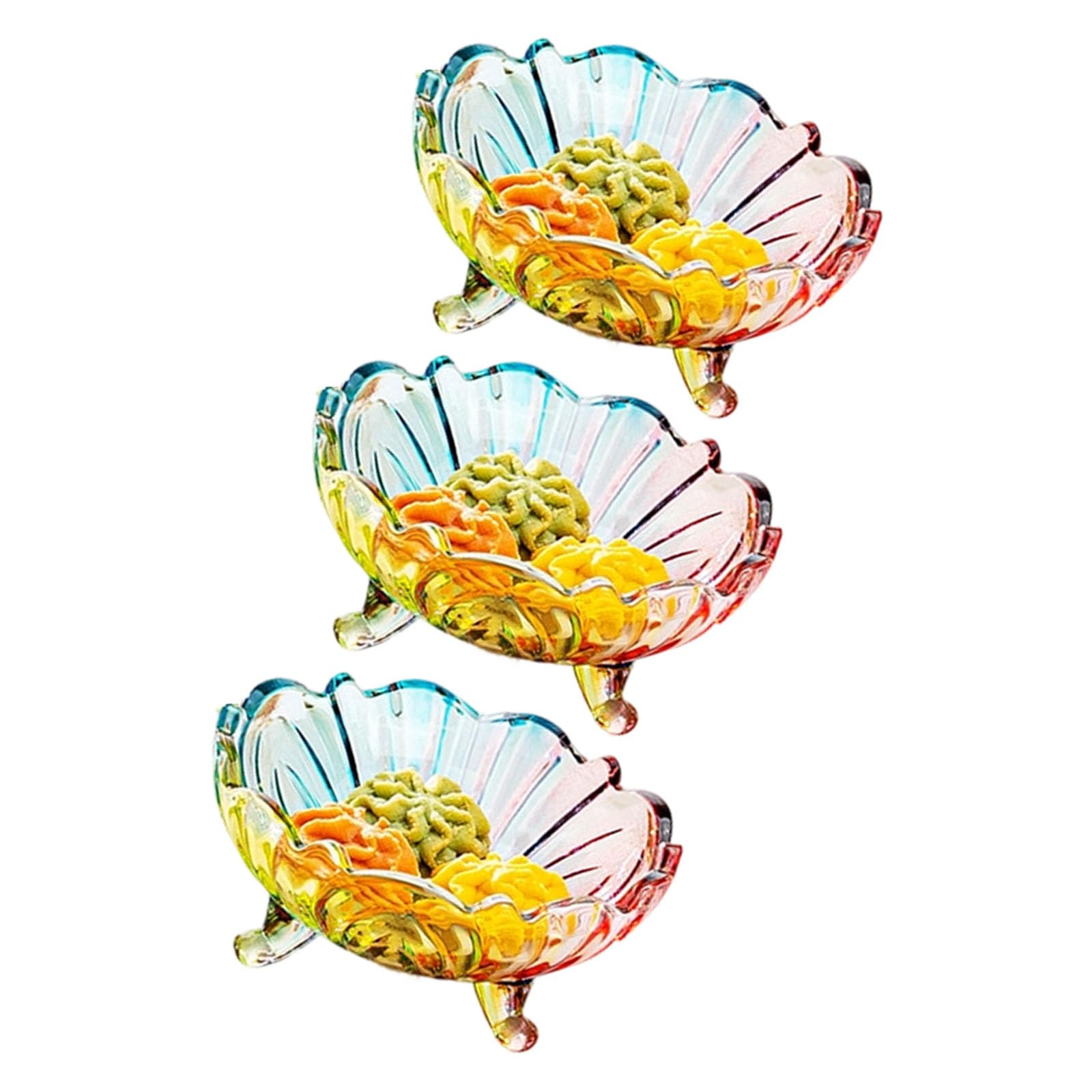 Xjdzineq Handcrafted Glass Serving Plate with Legs Snacks Bowl Suitable for Candy and Appetizers Elegant Glass Bowl for Fruits Snacks and Dessert Serving Plate with Legs