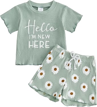 Toddler Baby Girl Summer Clothes Daddys Girl Short Sleeve T-Shirts Tops Daisy Shorts Set 6 12 18 24 Month 2T 3T
