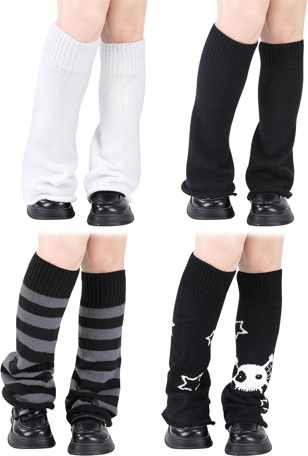 Y2K Leg Warmers for Women Girls, Y2k Star Skull Print Wear Knitted Leg Warmers Punk Kawaii Streetwear