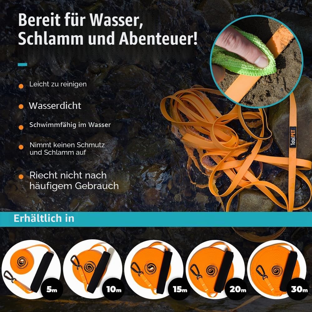 Total Pet Wasserdichte Trainingsleine für Hunde – Extra lange 20m Leine – geeignet für alle Größen
