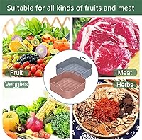 Vista 8 de Paquete de 2 ollas de silicona para freidora de aire con asa, forro reutilizable para freidora de aire, reemplazo de revestimientos de papel