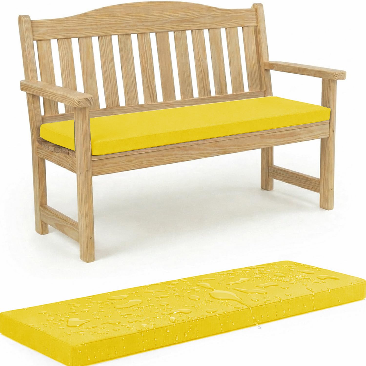 Colchoneta para Banco de Jardín 5cm Espesor, Cojín Impermeable Antideslizante con Espuma Alta Densidad para Terraza y Sala